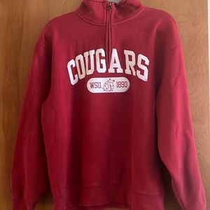 Jansport WSU Half Zip Fleece Lined Half Zip Jacket in Red